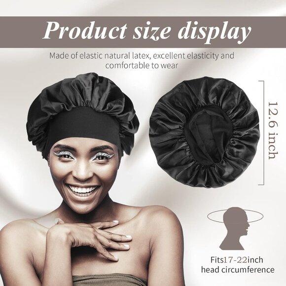 2 Pack Silk-Satin Bonnet Hair Wrap for Sleeping - Picture 3 of 8